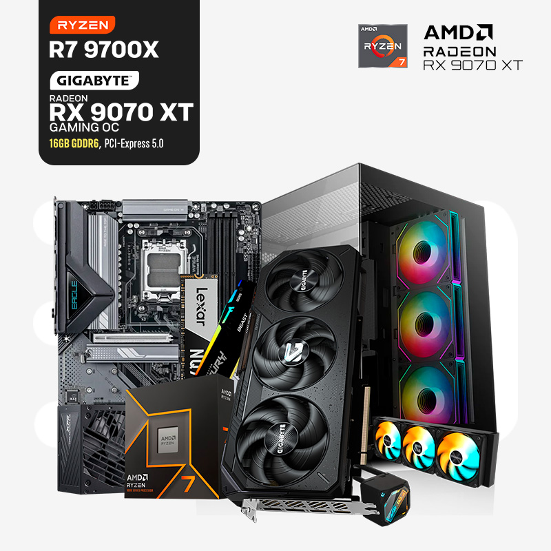 227 PC Build #227 Ryzen 7 9700X + Radeon RX 9070 XT GAMING OC | 16GB RAM | 1TB SSD | 750W - Imagen 1