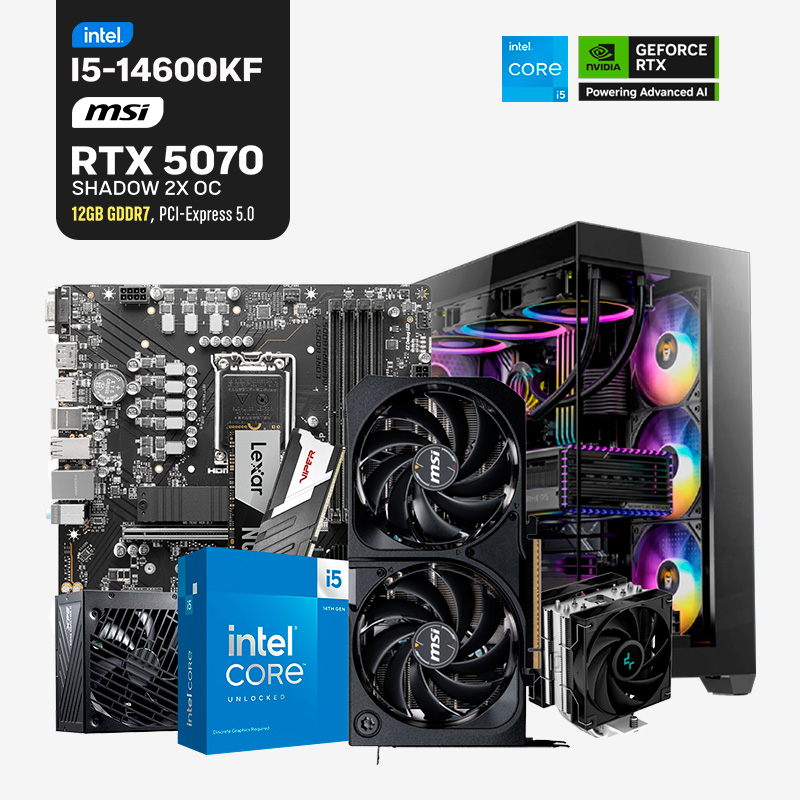229 PC Build #229 I5-14600KF + RTX 5070 SHADOW 2X OC | 16GB RAM | 1TB SSD | 750W - Imagen 1