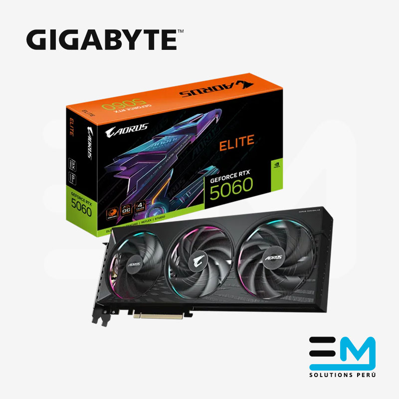 5060AORUSELITE_1 Tarjeta de video GIGABYTE RTX 5060 AORUS ELITE, 8 GB GDDR7, PCI-Express 5.0 - Imagen 1