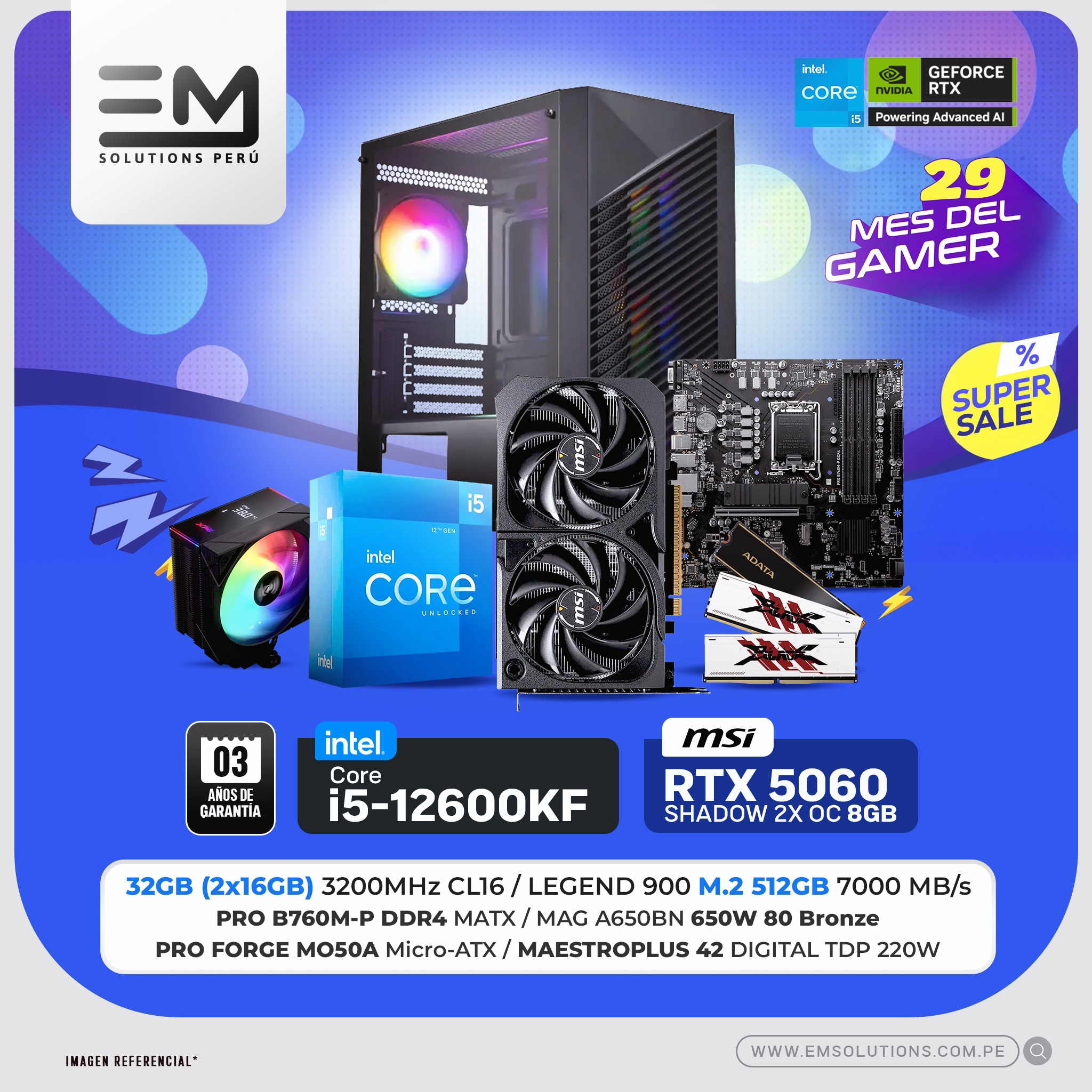 build 05.jpg PC Build #331 Core I5 12600KF + RTX 5060 SHADOW 2X OC | 32GB RAM | 512GB SSD | 650W - Imagen 1