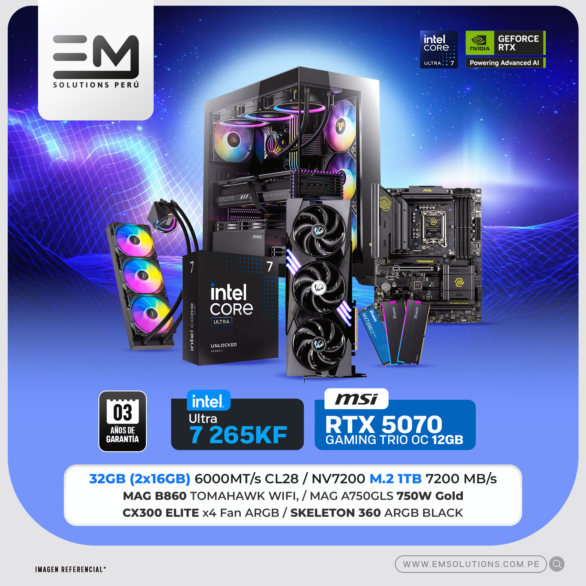 build 24.07.02.jpg PC Build #327 Ultra 7 265KF + RTX 5070 GAMING TRIO OC | 32GB RAM | 1TB SSD | 750W - Imagen 1