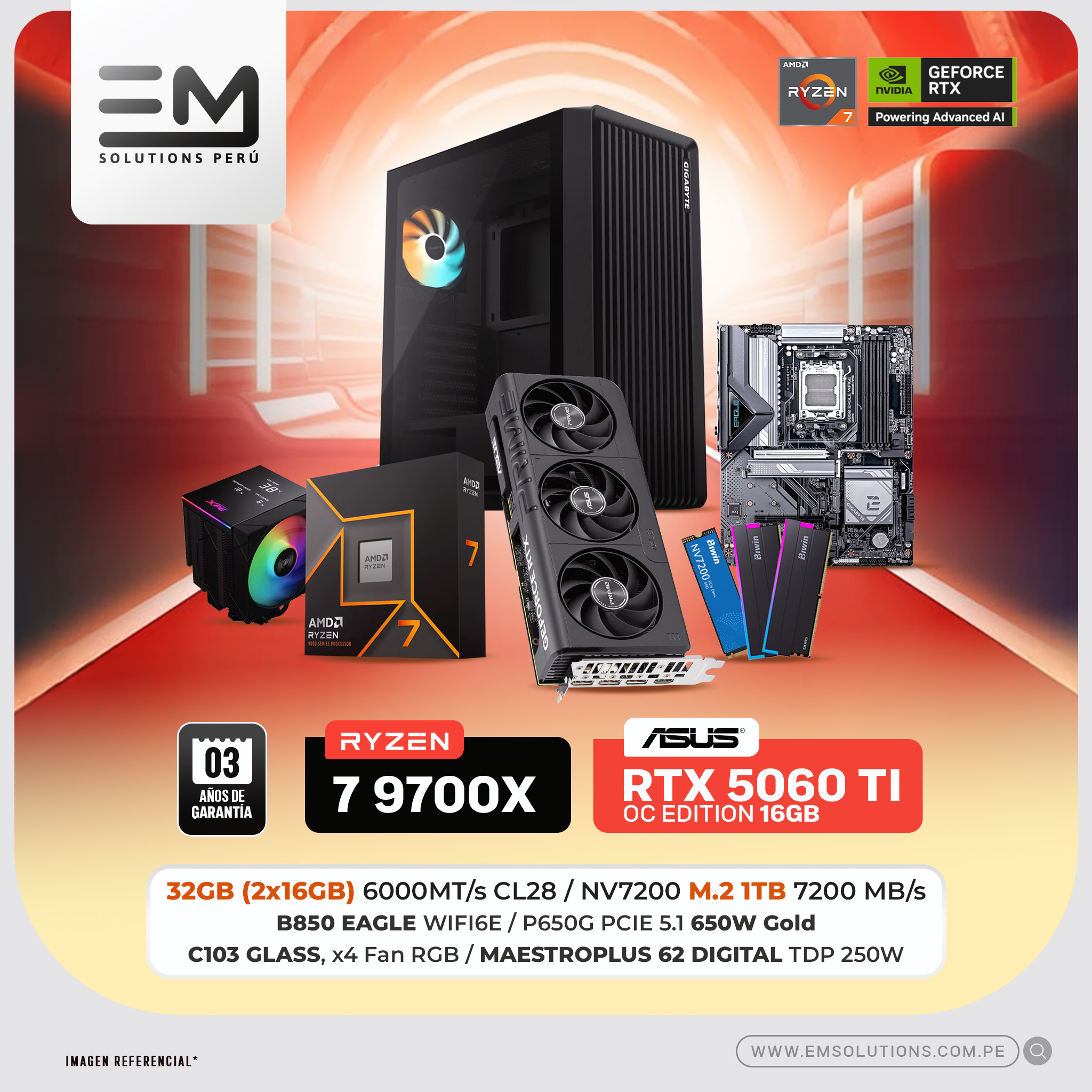 build 24.07.04.jpg PC Build #326 Ryzen 7 9700X + RTX 5060 TI PRIME OC | 32GB RAM | 1TB SSD | 650W - Imagen 1