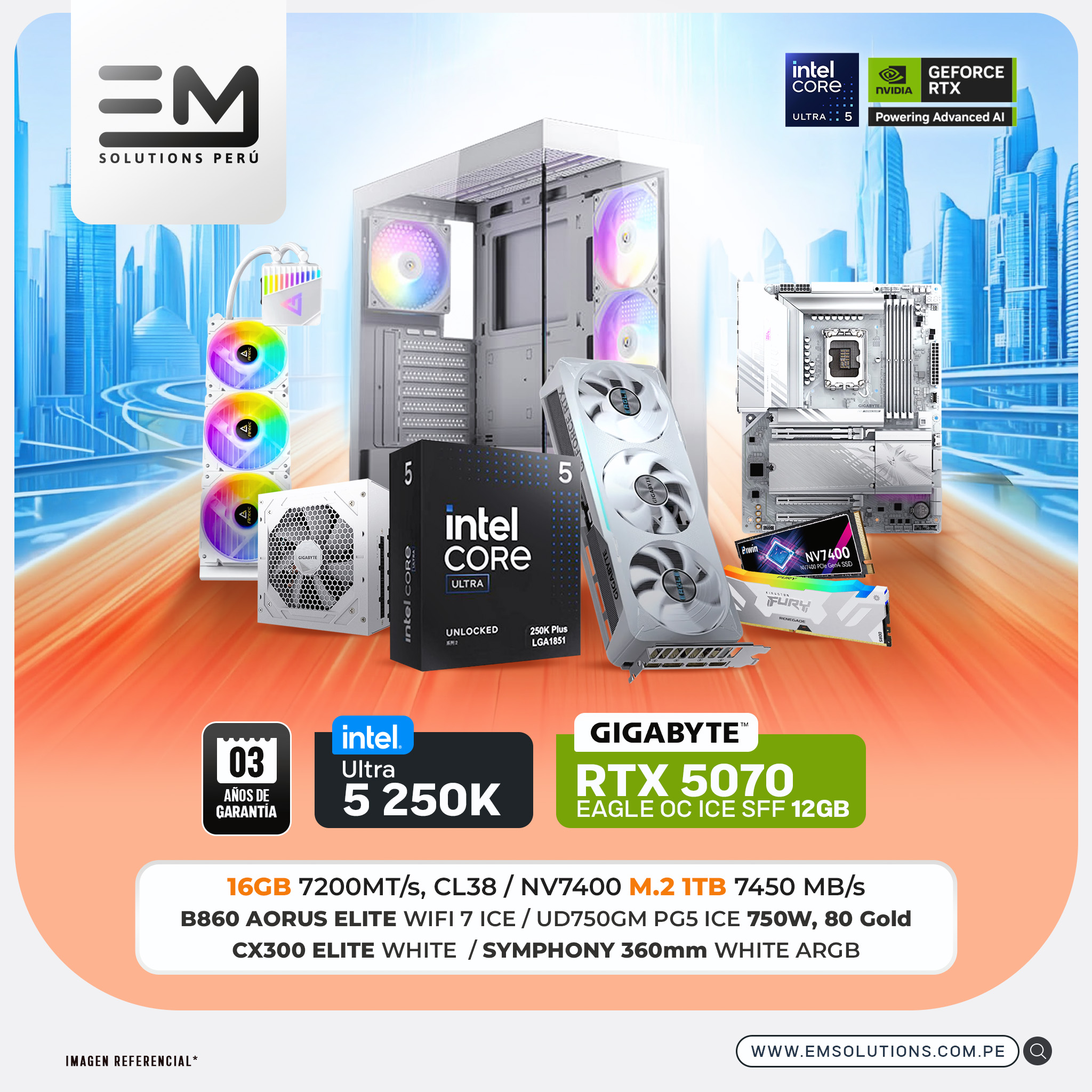 build 24.09.02.jpg PC Build #351 Ultra 5 250K PLUS + RTX 5070 EAGLE ICE OC | 16 RAM | 1TB SSD | 750W - Imagen 1