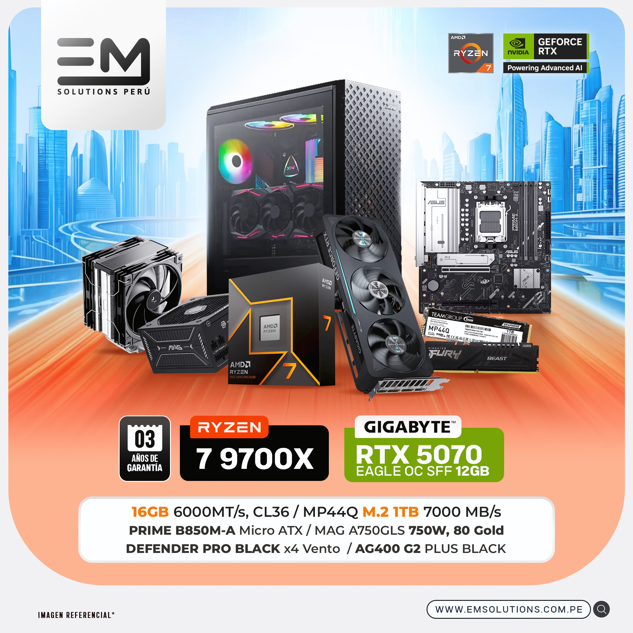 build 24.09.03.jpg PC Build #352 Ryzen 7 9700X + RTX 5070 EAGLE OC | 16 RAM | 1TB SSD | 750W - Imagen 1